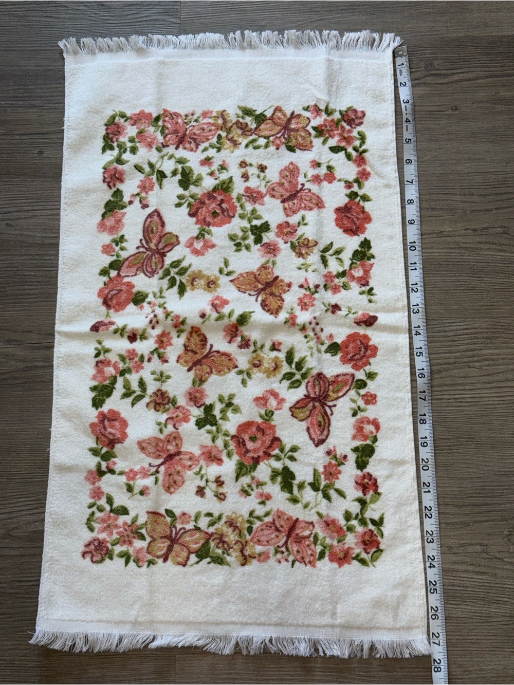 Vintage Canon Monticello Fringe Butterfly & Floral Hand Towel